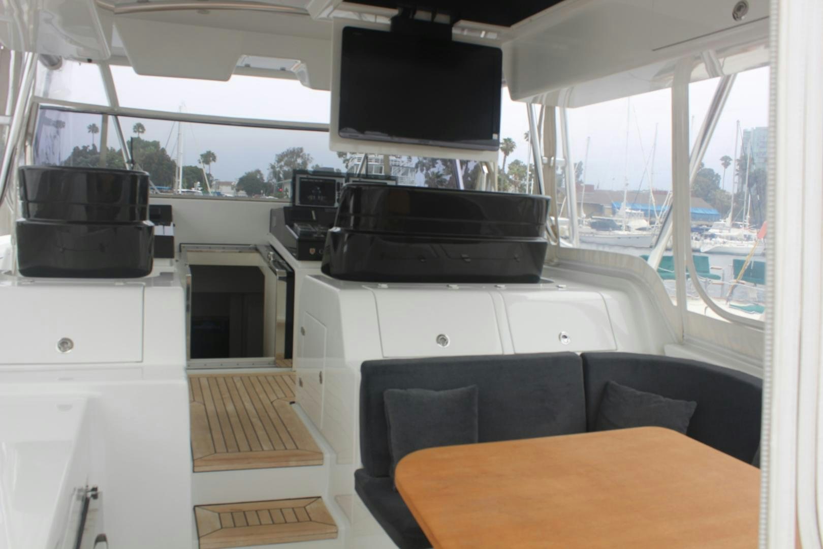 a car with a tv on the back aboard FELINA Yacht for Sale