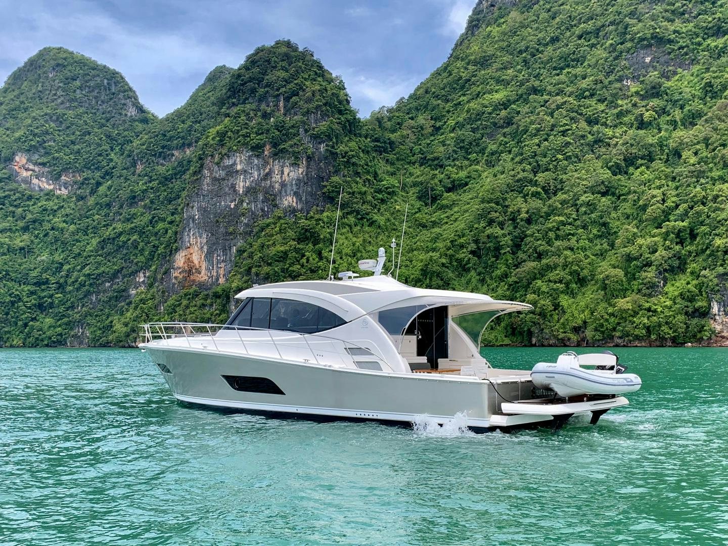 a boat in the water aboard SURVIVOR Yacht for Sale