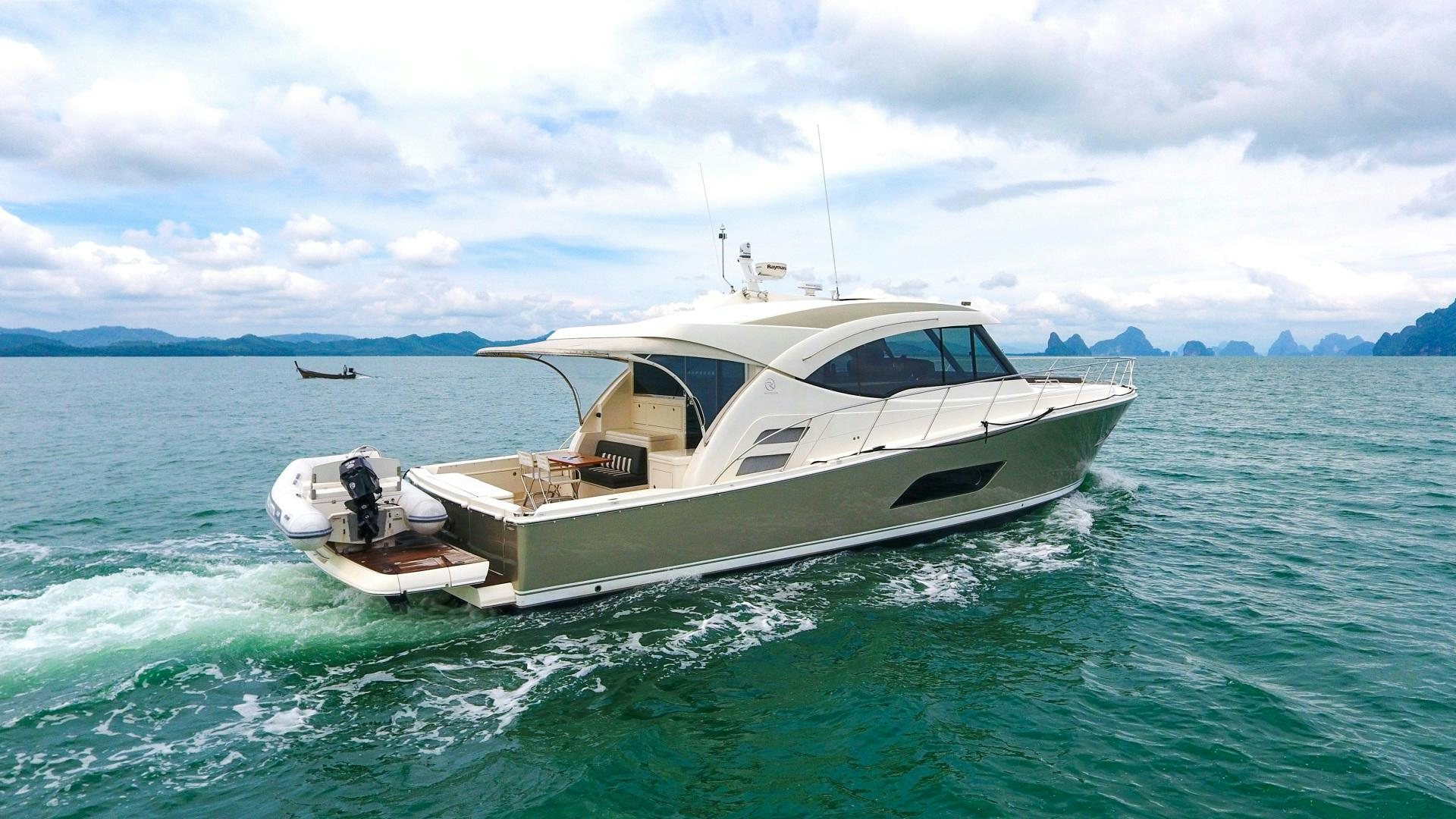 a boat in the water aboard SURVIVOR Yacht for Sale