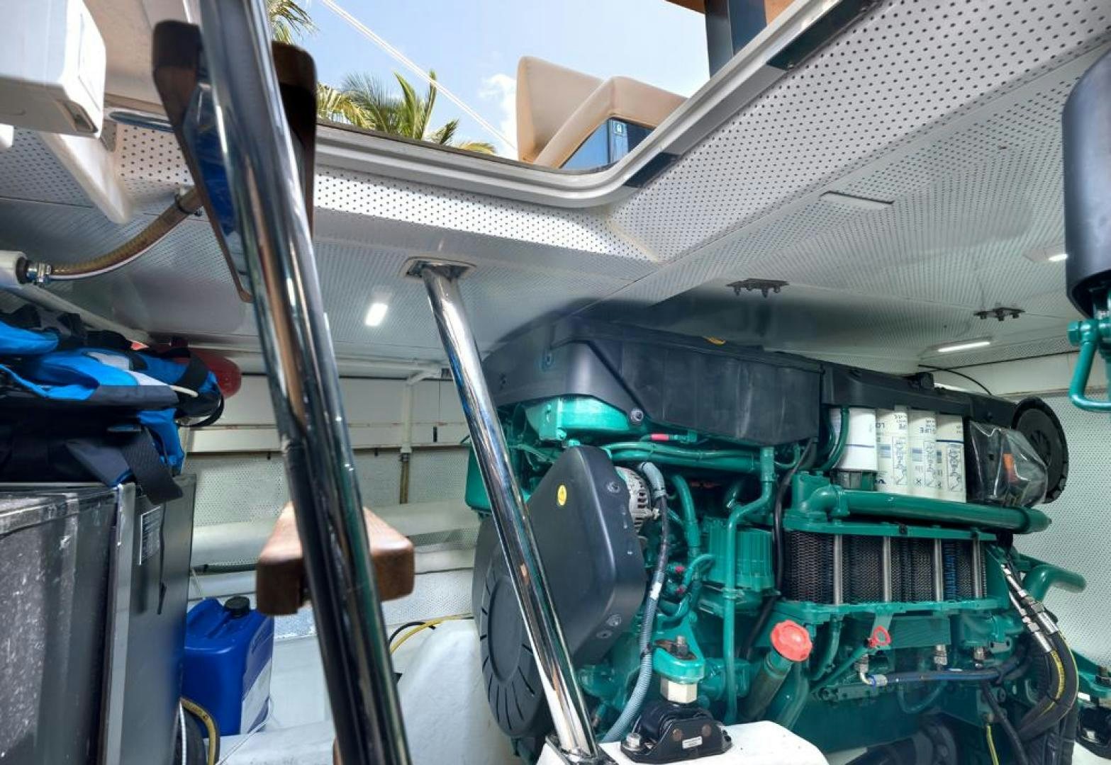 a green machine with a large green and black object in the center aboard LANGARA Yacht for Sale