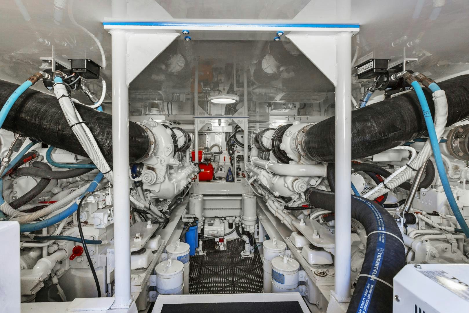 a room with pipes and equipment aboard ROCKETSHIP Yacht for Sale
