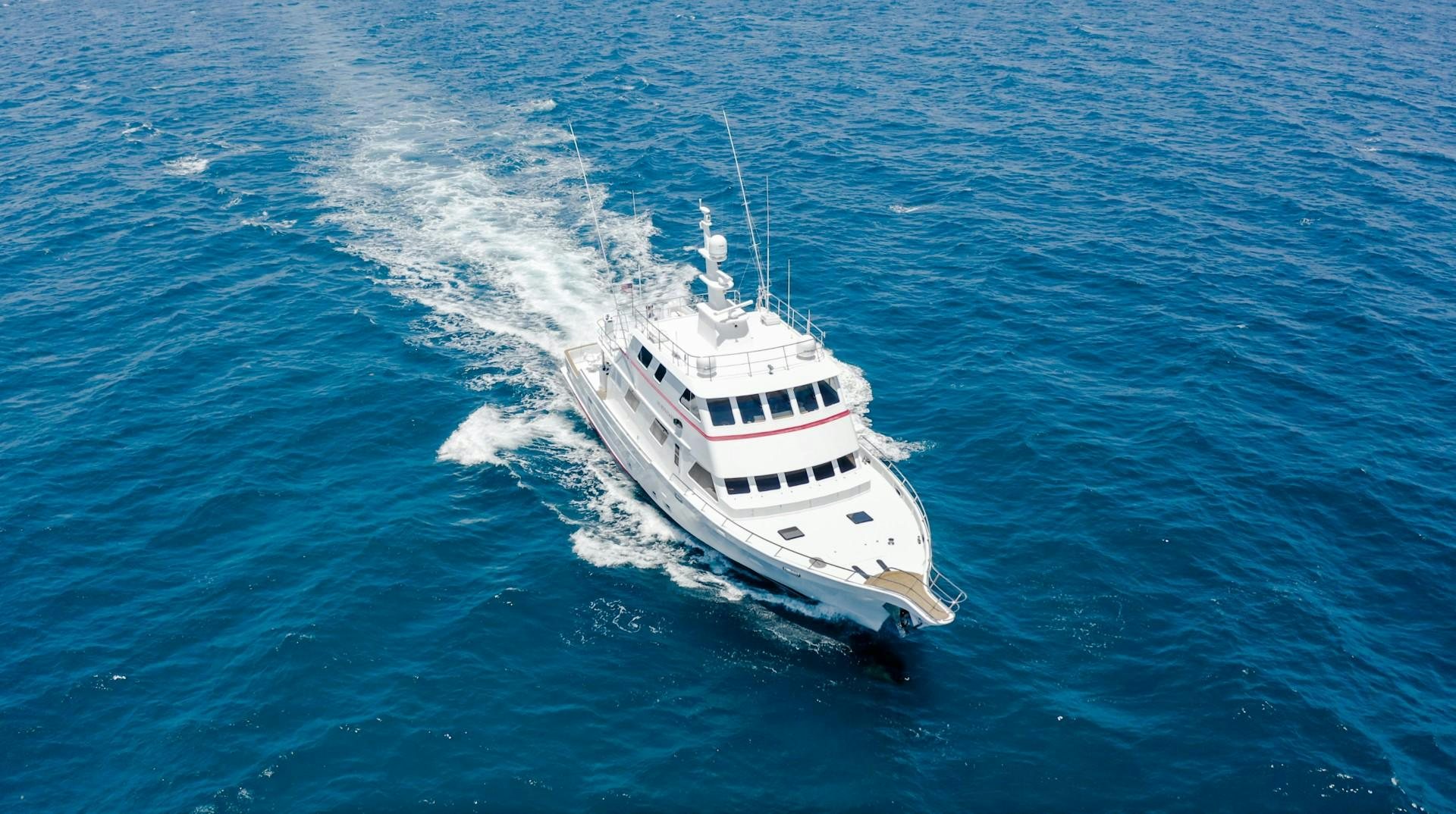 a boat on the water aboard NO BOUNDARIES Yacht for Sale