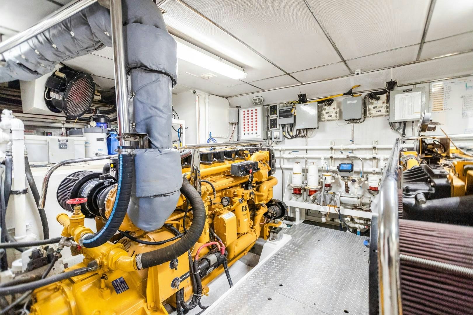 a large factory machinery aboard NO BOUNDARIES Yacht for Sale