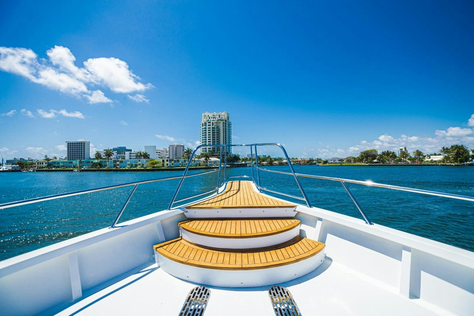 a boat on a body of water aboard NO BOUNDARIES Yacht for Sale