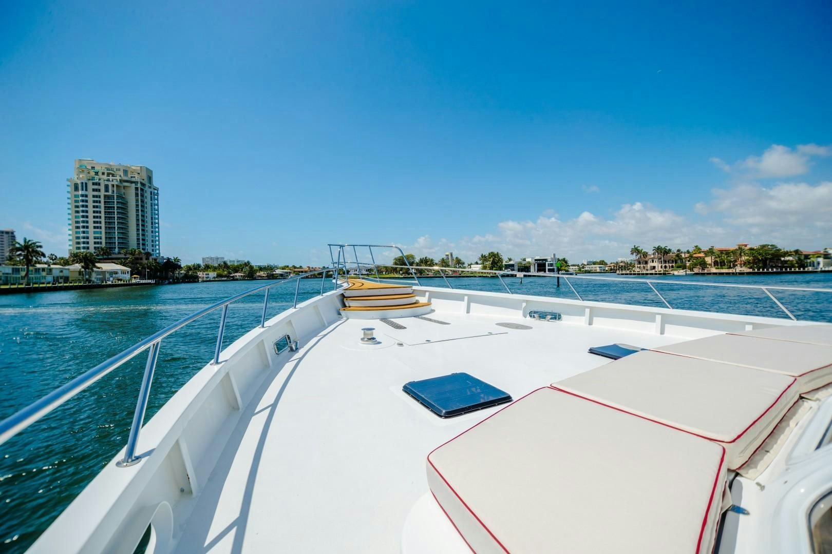 a boat on a body of water aboard NO BOUNDARIES Yacht for Sale