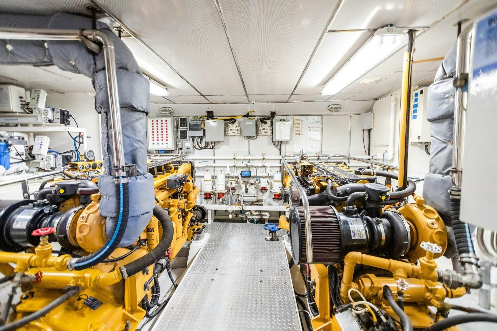 a room with machinery aboard NO BOUNDARIES Yacht for Sale