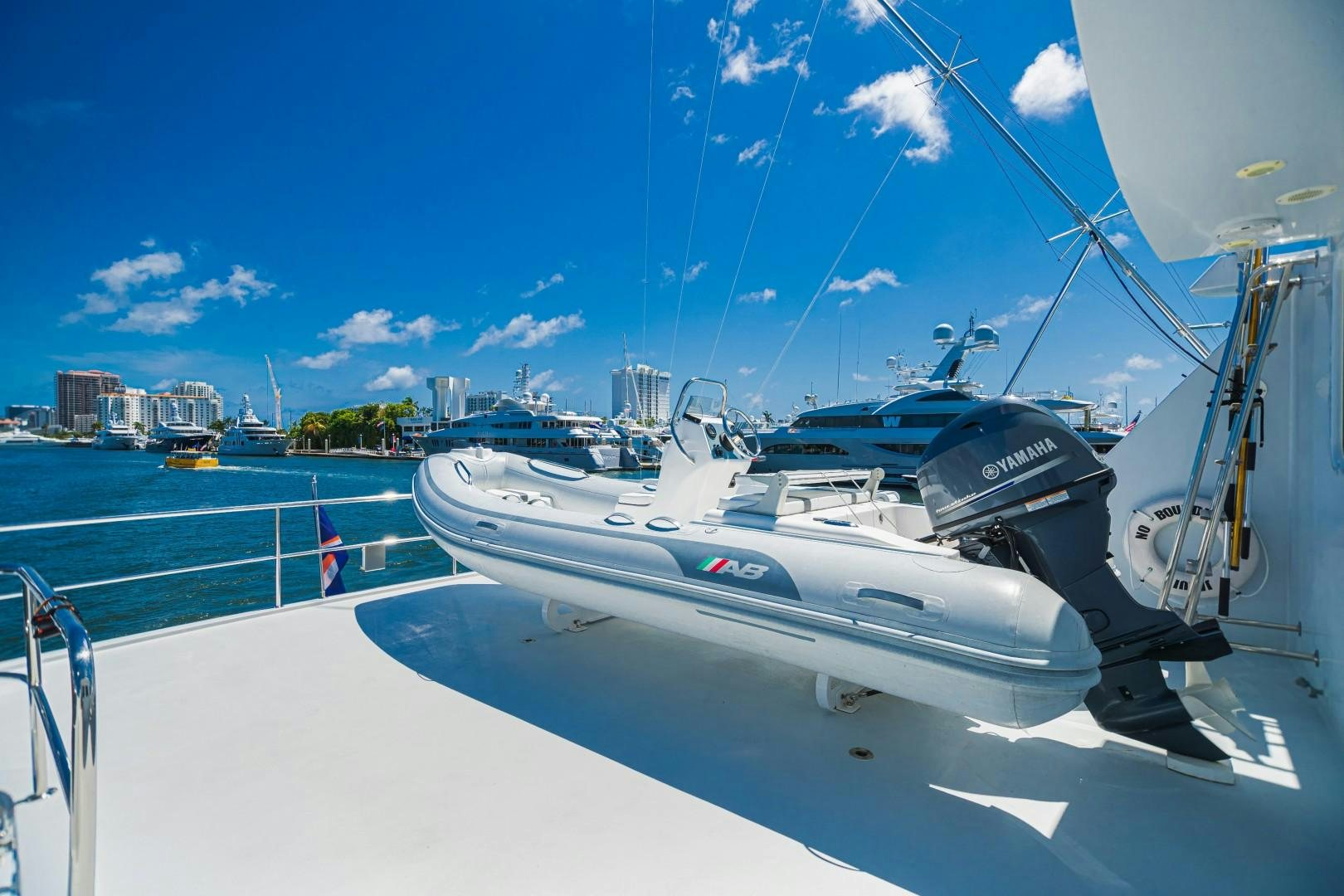 a boat on a body of water aboard NO BOUNDARIES Yacht for Sale