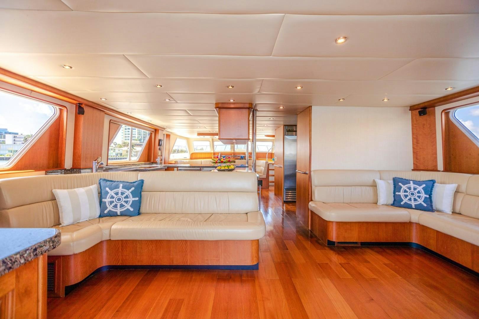 a living room with a couch aboard NO BOUNDARIES Yacht for Sale