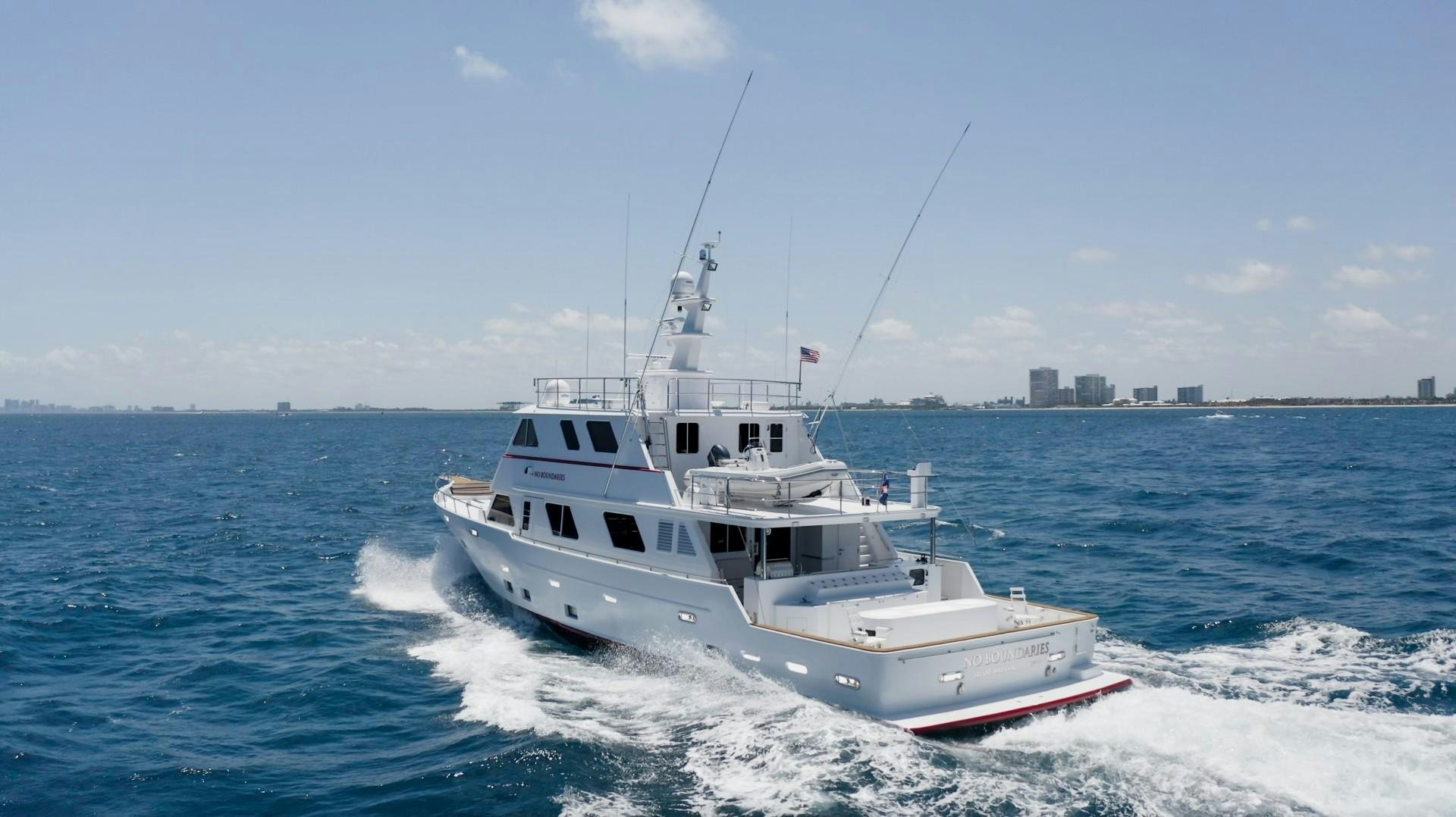 a boat in the water aboard NO BOUNDARIES Yacht for Sale