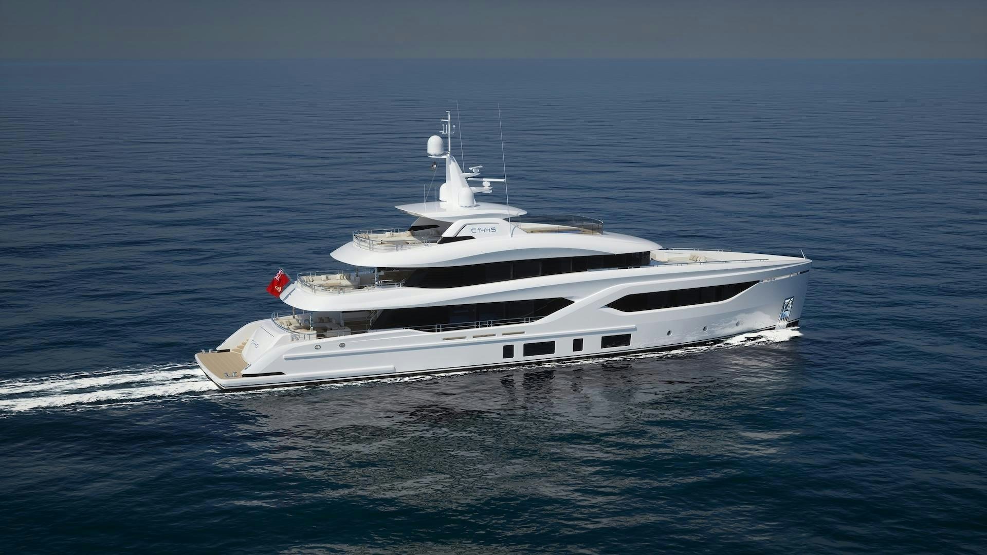 a white yacht in the water aboard EXTRA TIME Yacht for Sale