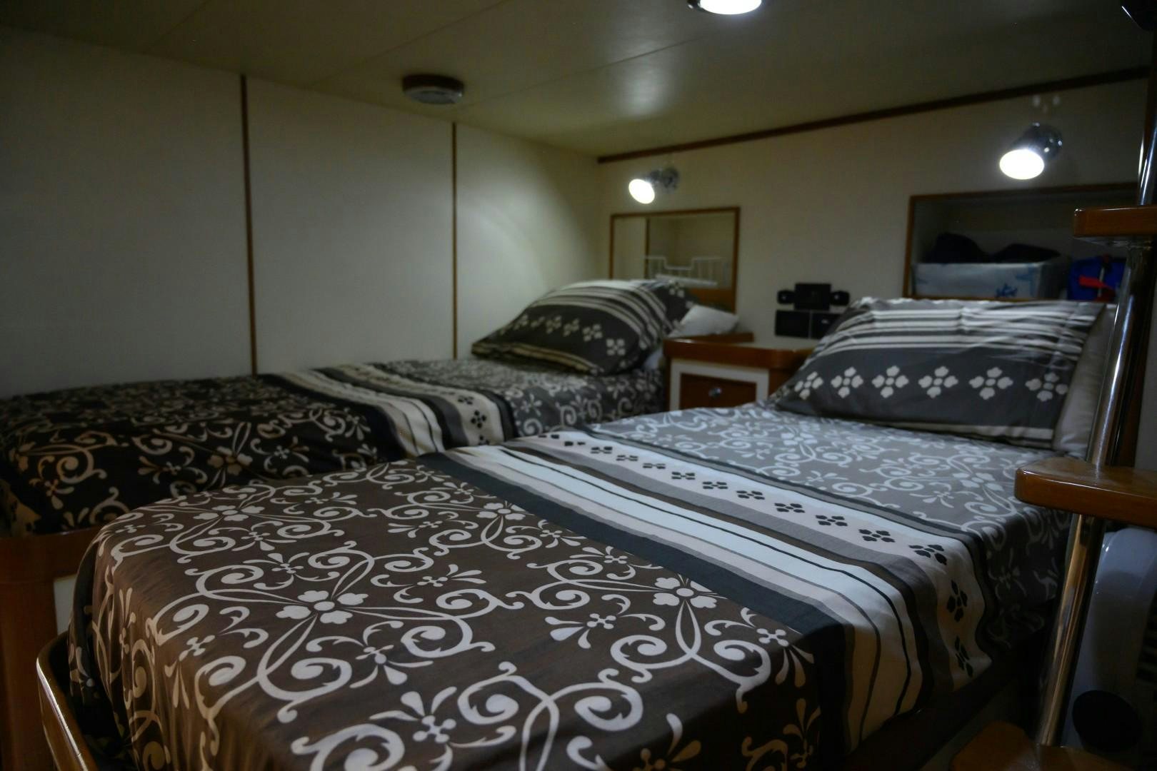 a couple of beds in a hotel room aboard VK Yacht for Sale