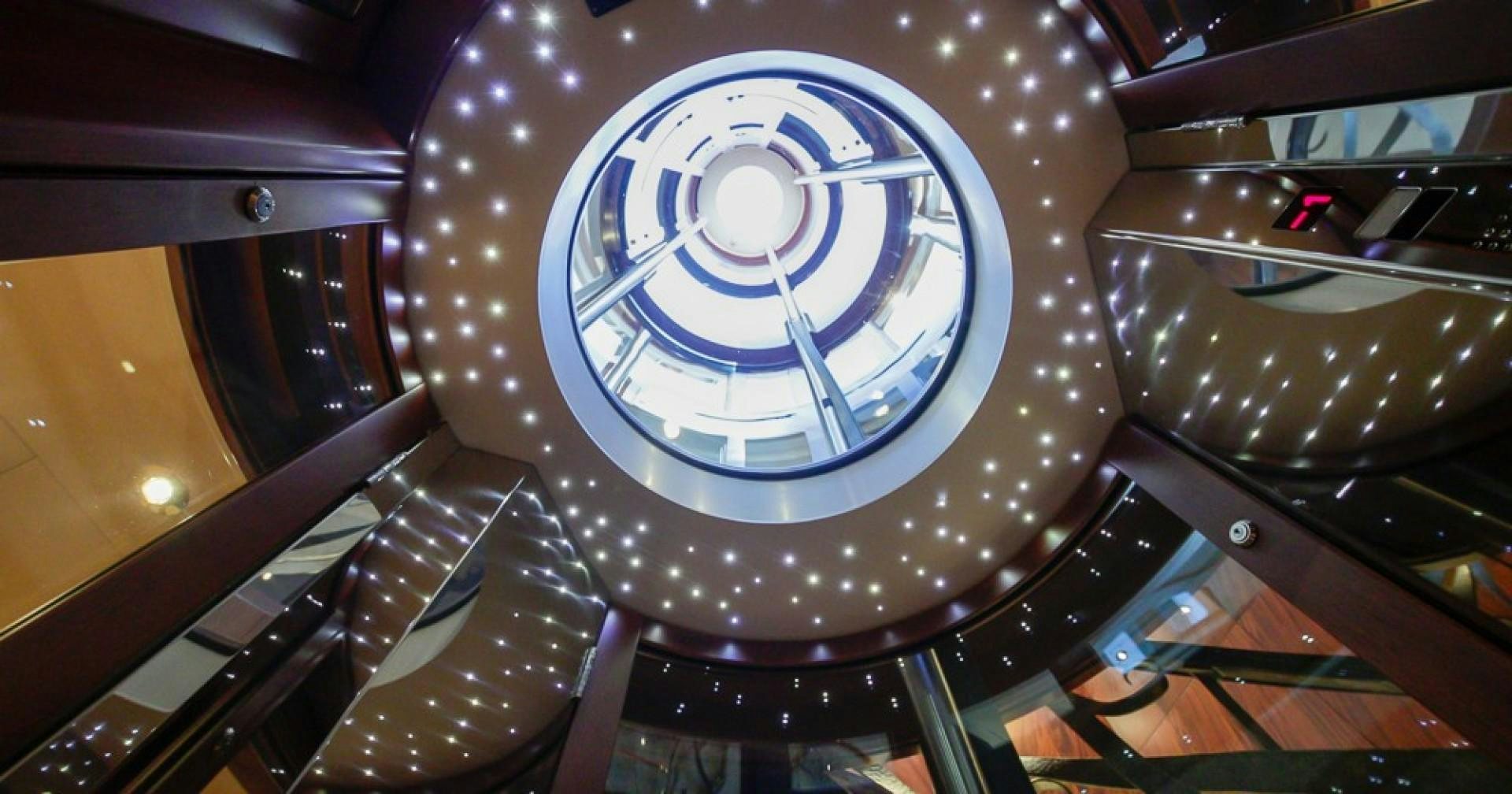a close-up of a logo aboard BLUE MOON Yacht for Sale