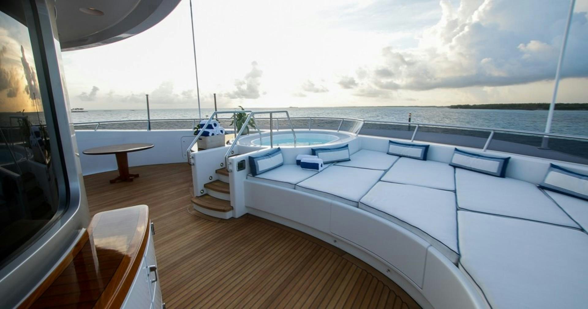 a boat on a deck aboard BLUE MOON Yacht for Sale