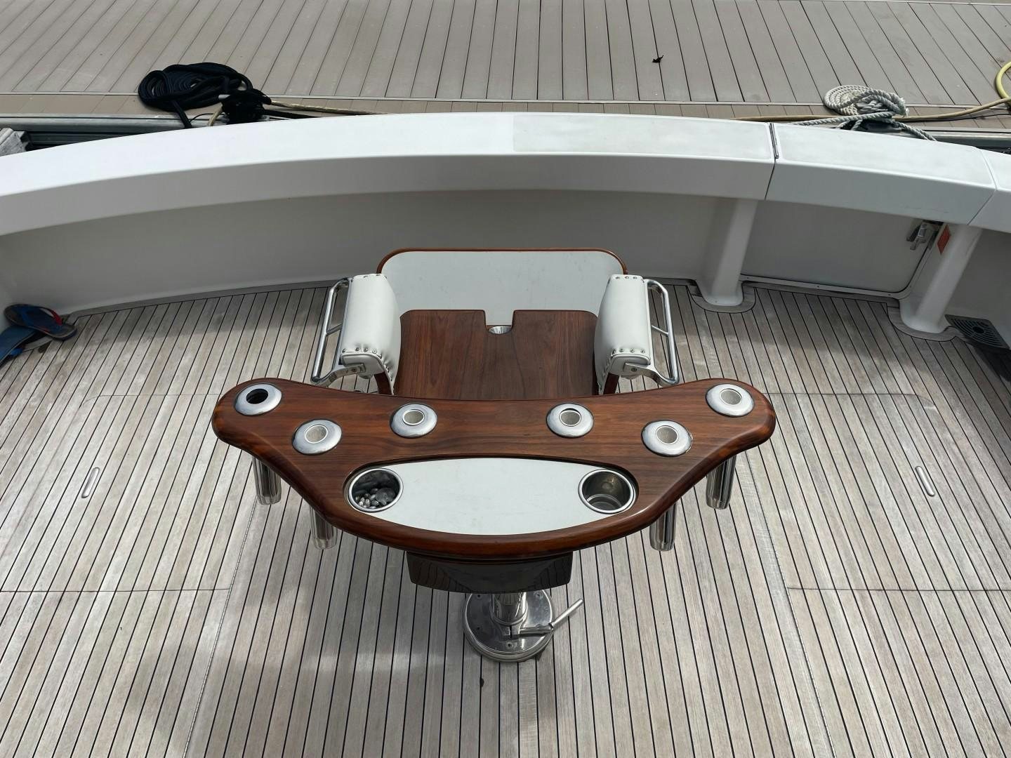 a wooden record player aboard BANDIT Yacht for Sale
