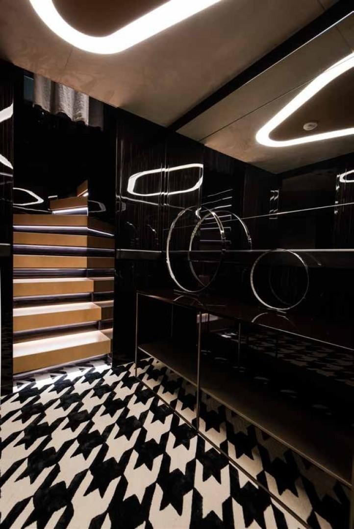 a staircase with a tile floor aboard GTT 115 Yacht for Sale