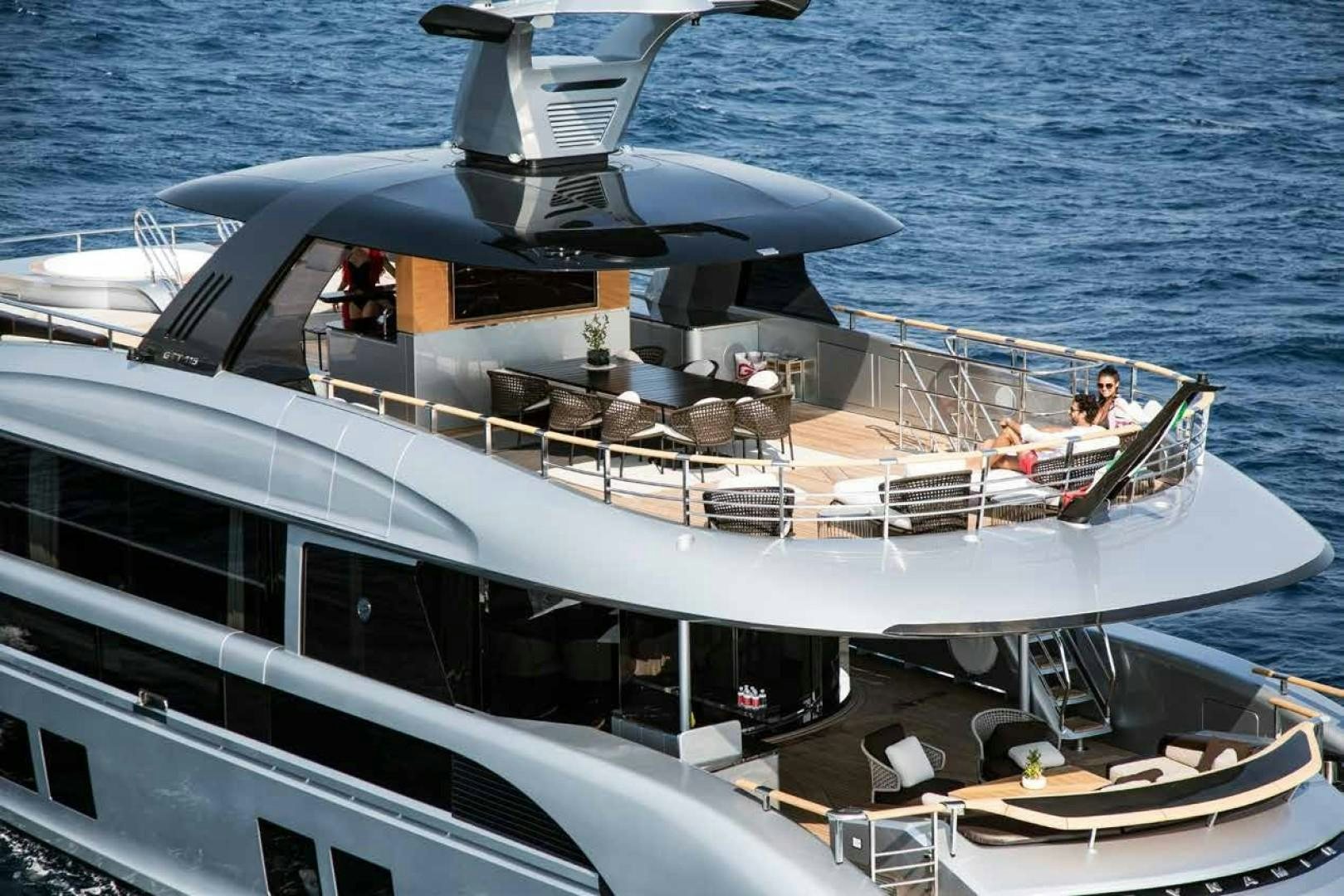 a boat with people on it aboard GTT 115 Yacht for Sale