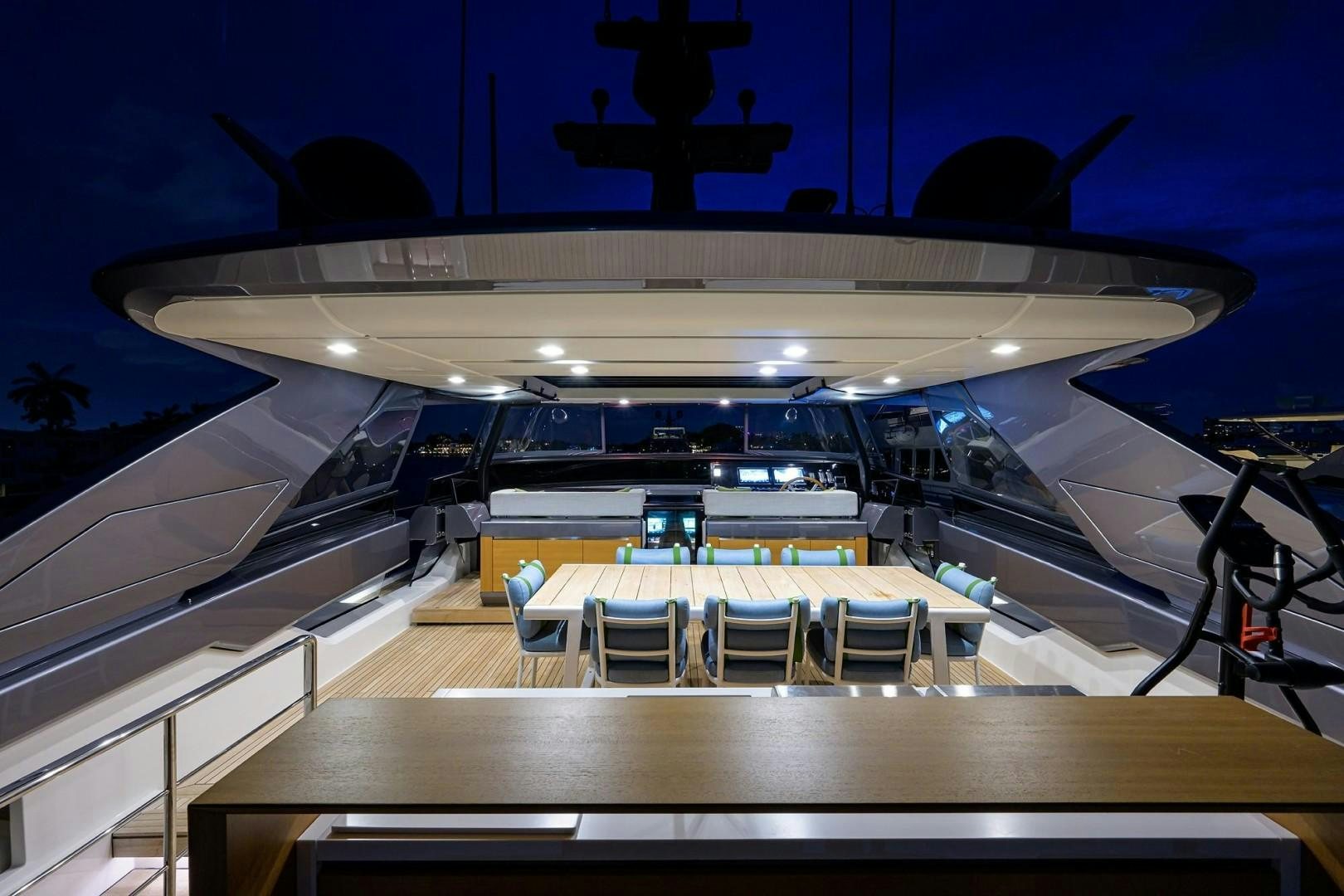 a large room with chairs and tables aboard NINIPOP XL Yacht for Sale