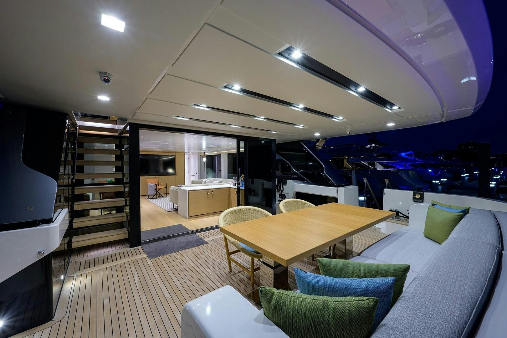 a modern looking living room aboard NINIPOP XL Yacht for Sale