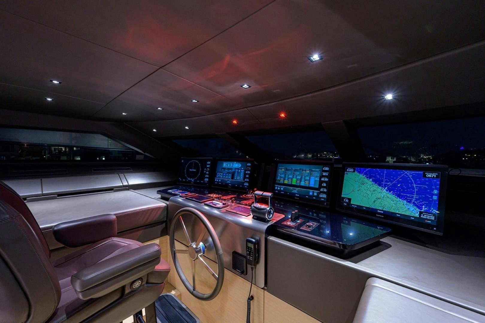inside of a car with monitors and monitors aboard NINIPOP XL Yacht for Sale