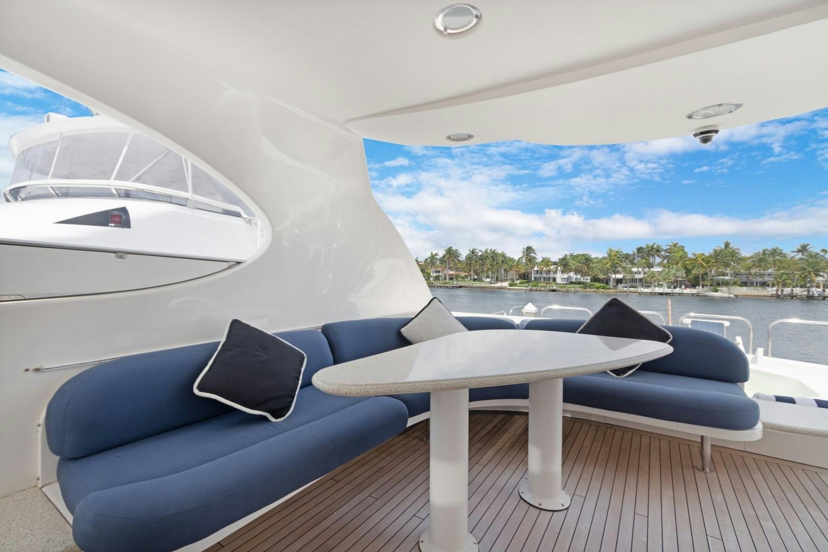 a white table on a boat aboard BELLA GIORNATA Yacht for Sale