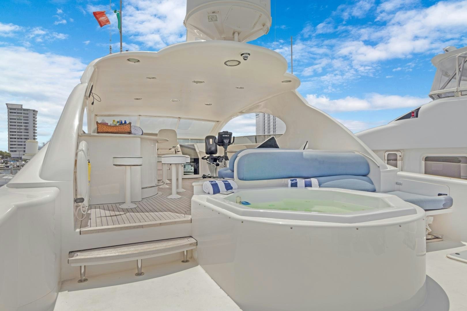 a white boat with a deck aboard BELLA GIORNATA Yacht for Sale
