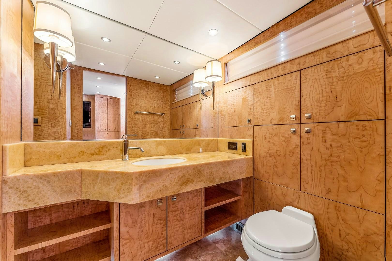 a bathroom with a sink and a toilet aboard No Name Yacht for Sale