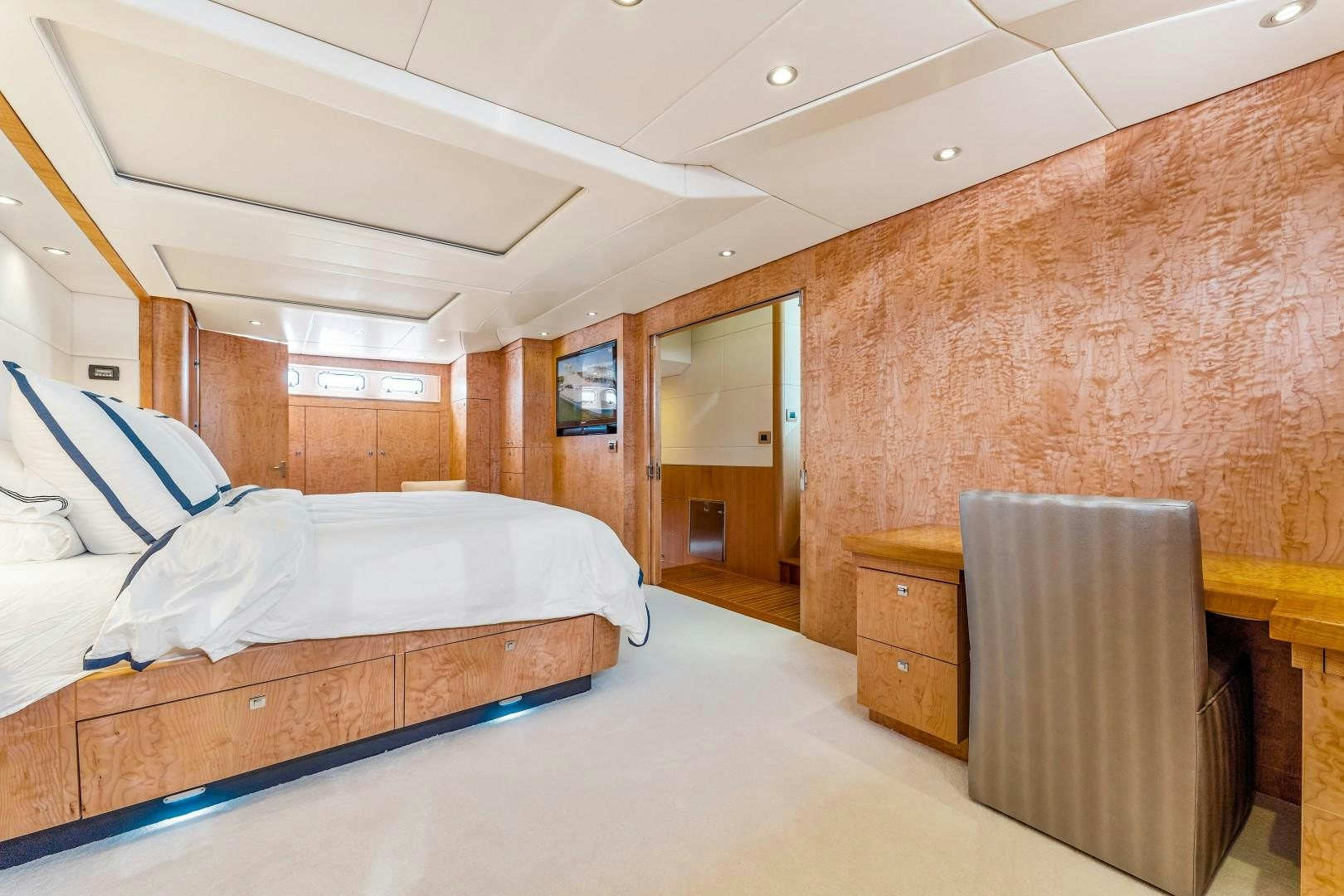 a room with two beds aboard No Name Yacht for Sale