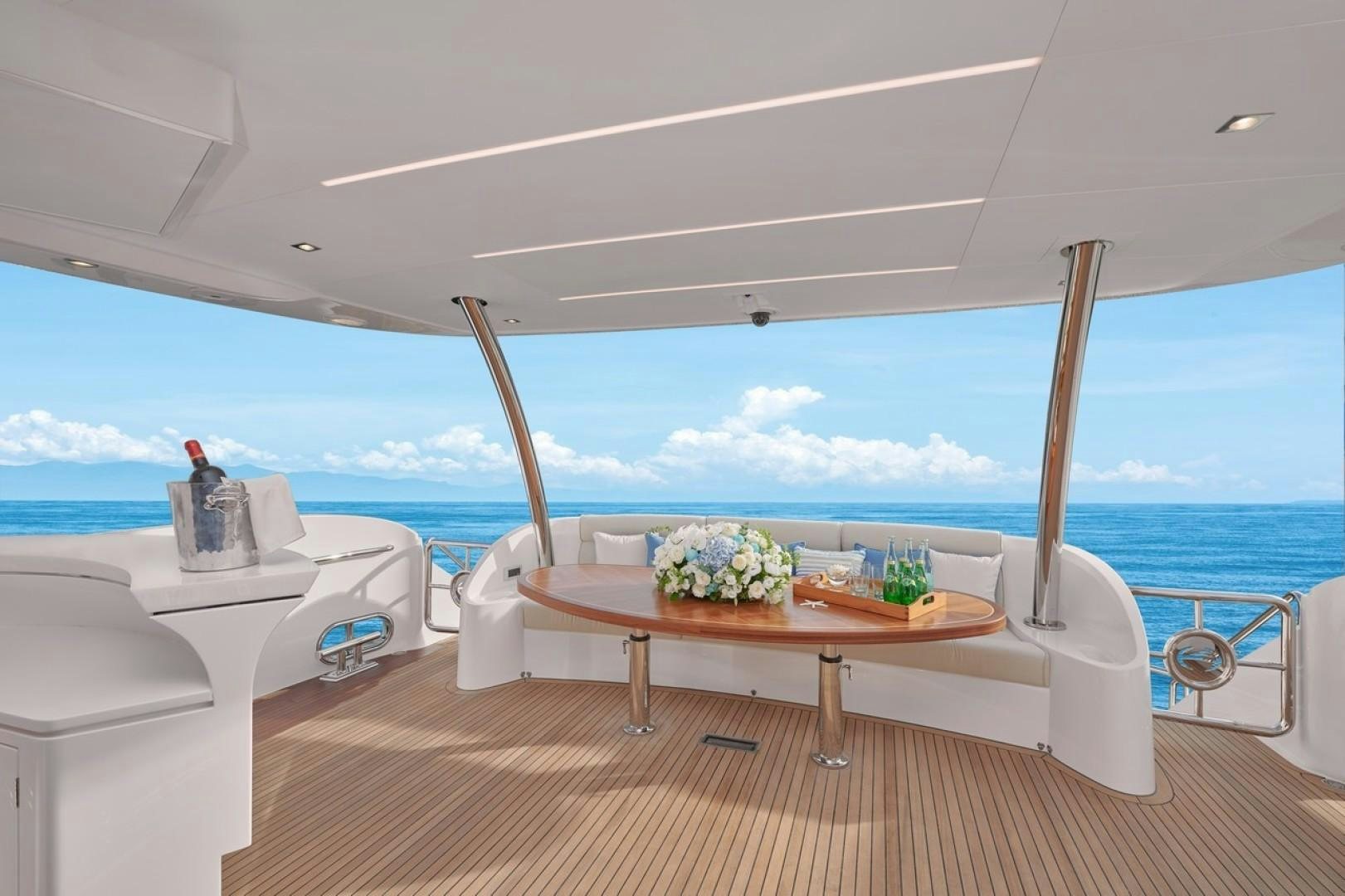 a table on a boat aboard E90 922 Yacht for Sale