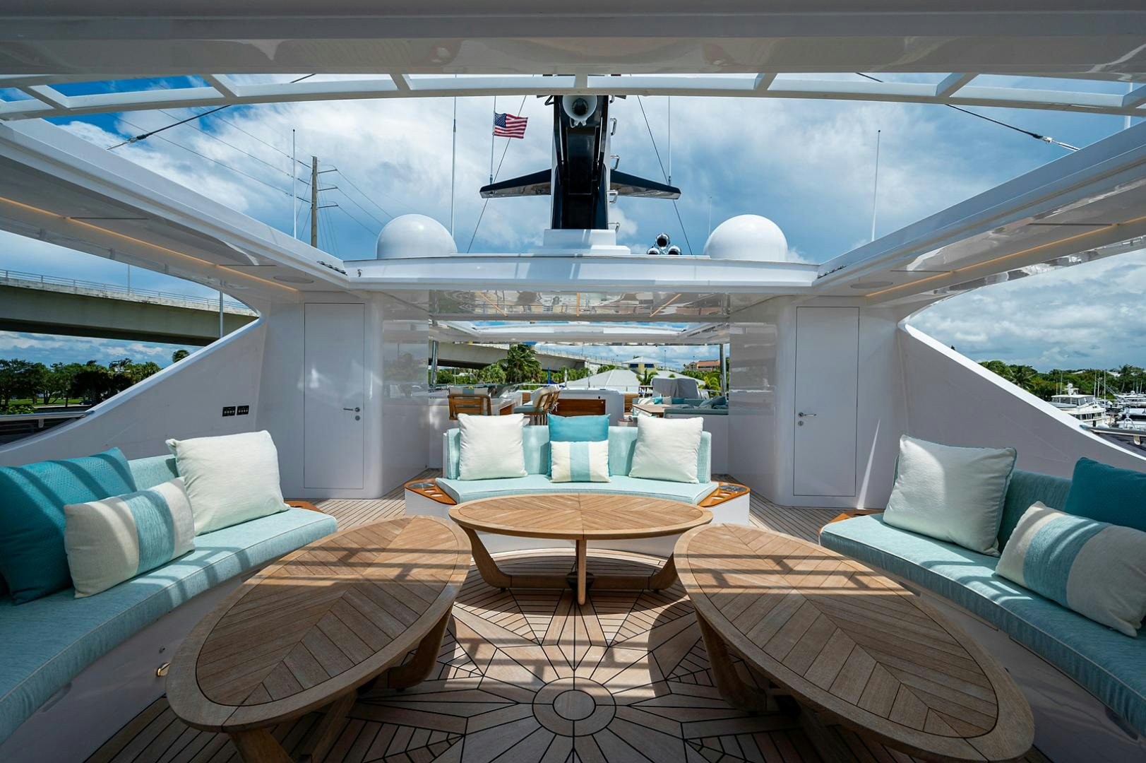 a room with a couch and a table aboard LIRA Yacht for Sale
