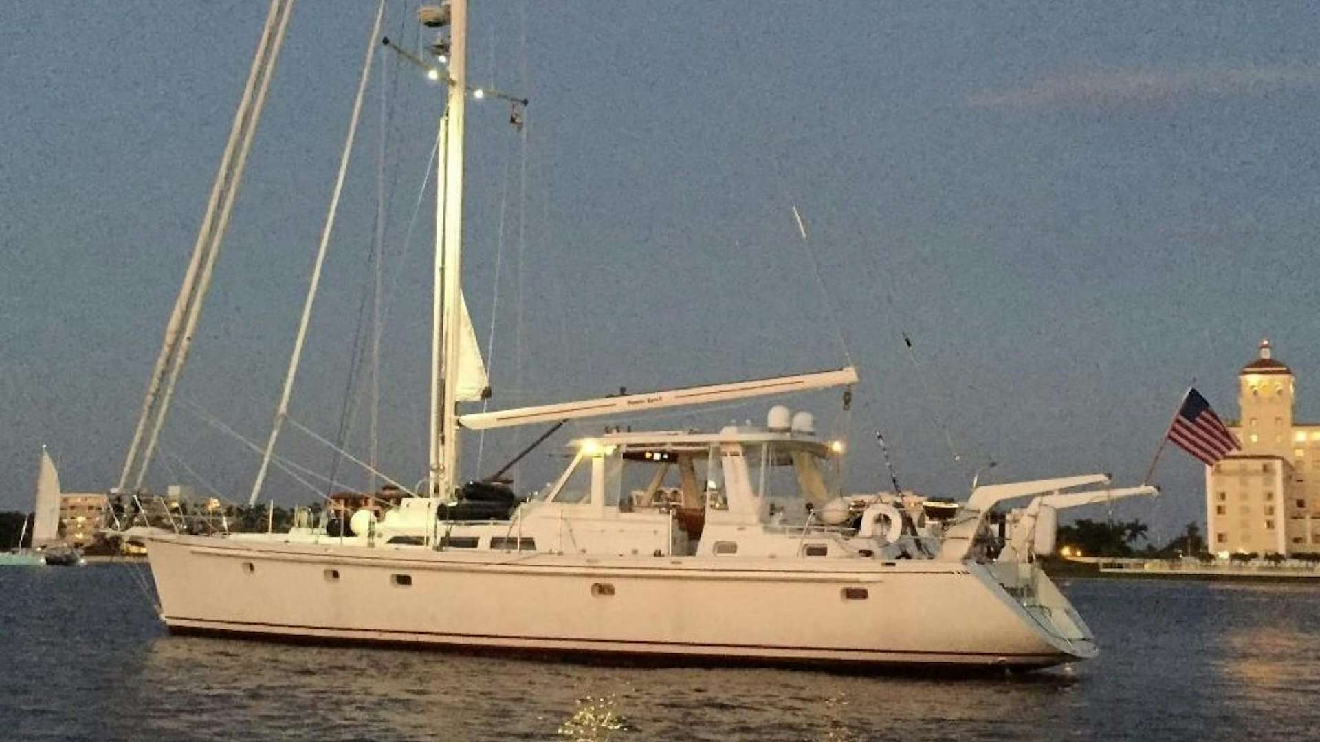 a boat on the water aboard DANCIN BARE V Yacht for Sale