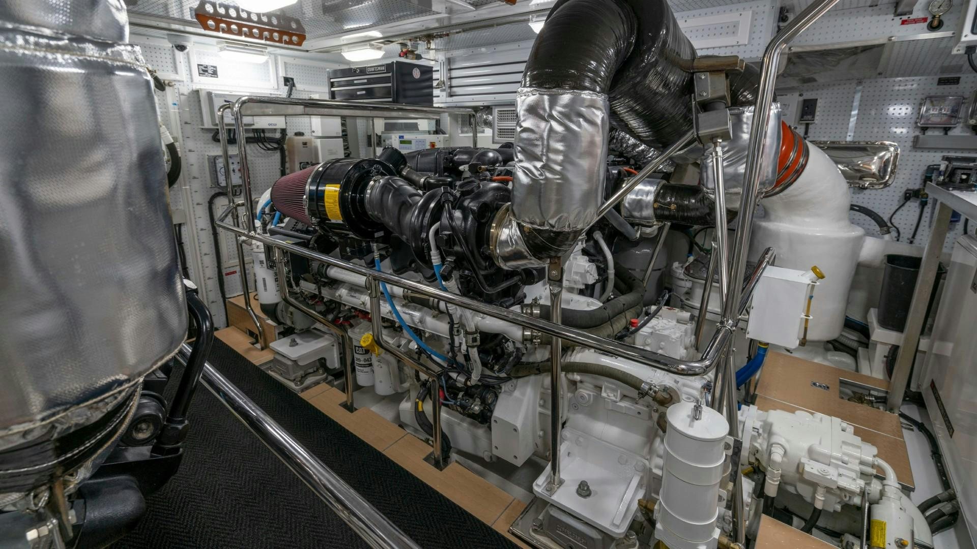 a machine with a large metal pipe aboard BLUE CHIP Yacht for Sale