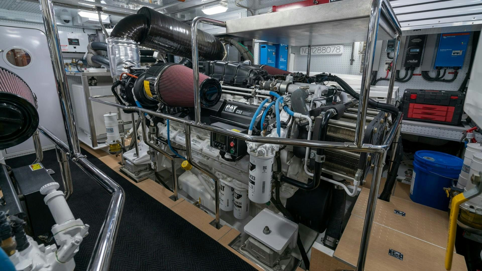 a machine with a large metal pipe aboard BLUE CHIP Yacht for Sale