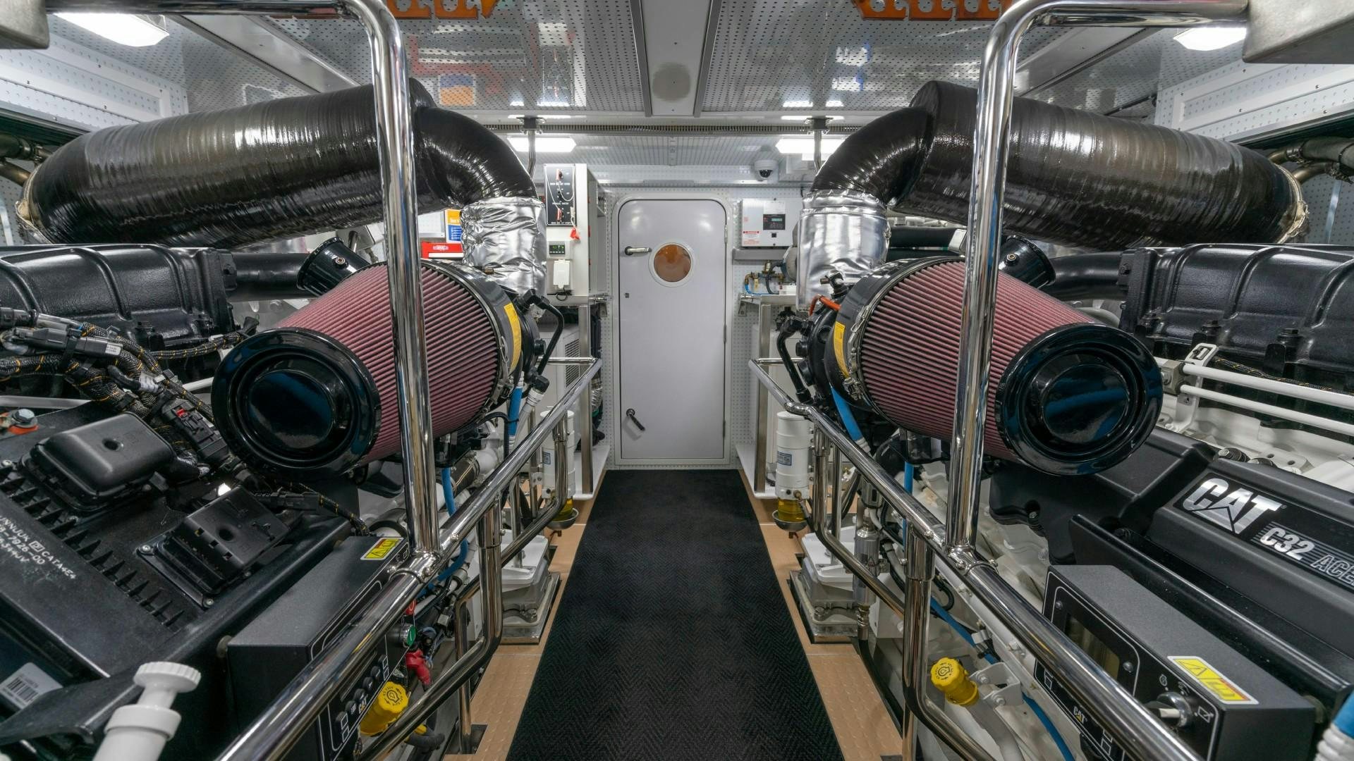 a car engine inside a car aboard BLUE CHIP Yacht for Sale