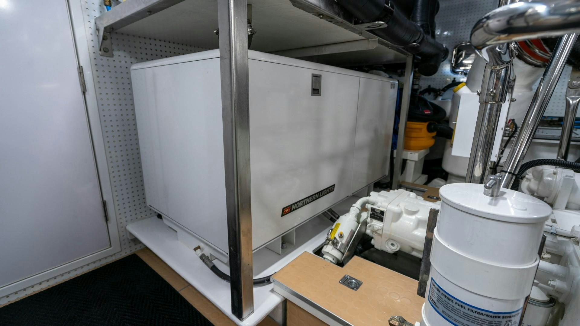 a machine with a large metal frame aboard BLUE CHIP Yacht for Sale