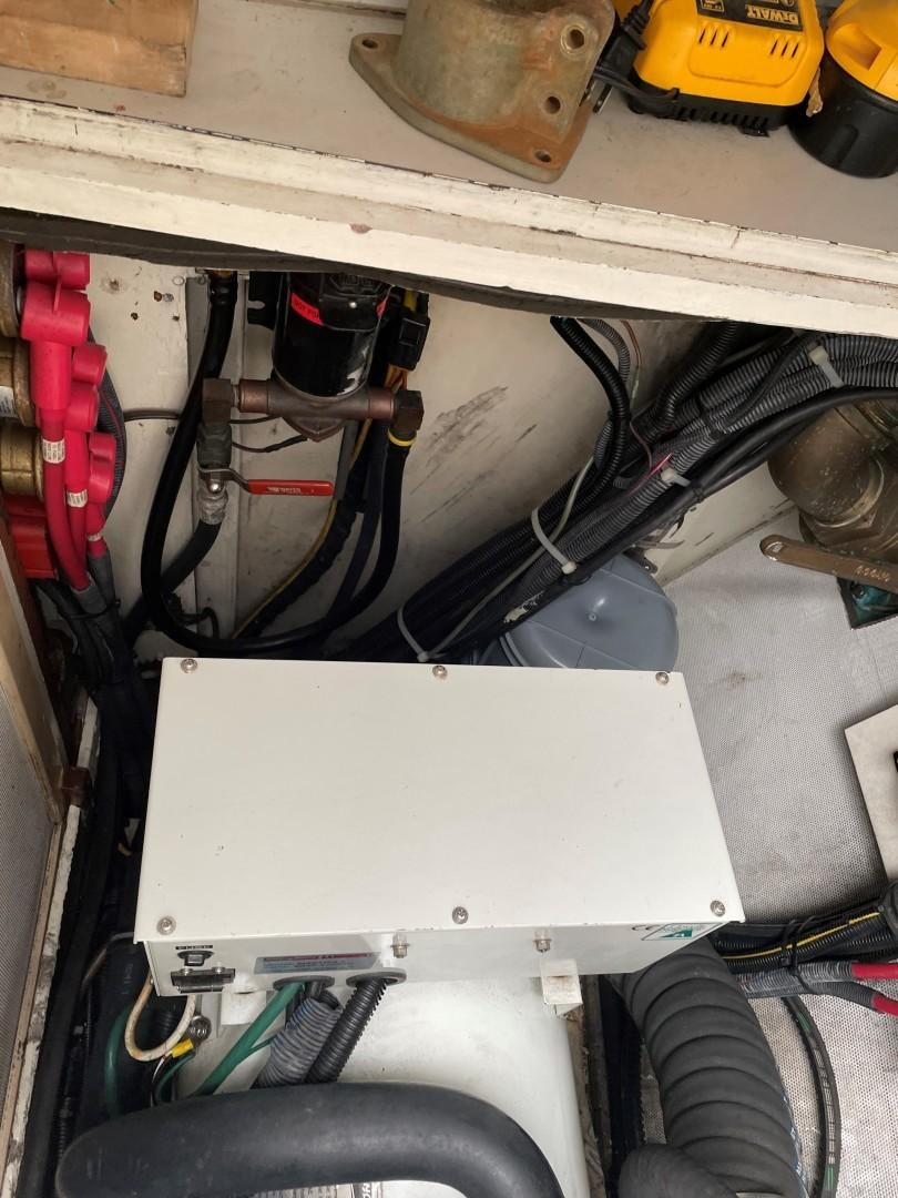 a white box with wires aboard DANCES WITH WOLVES Yacht for Sale