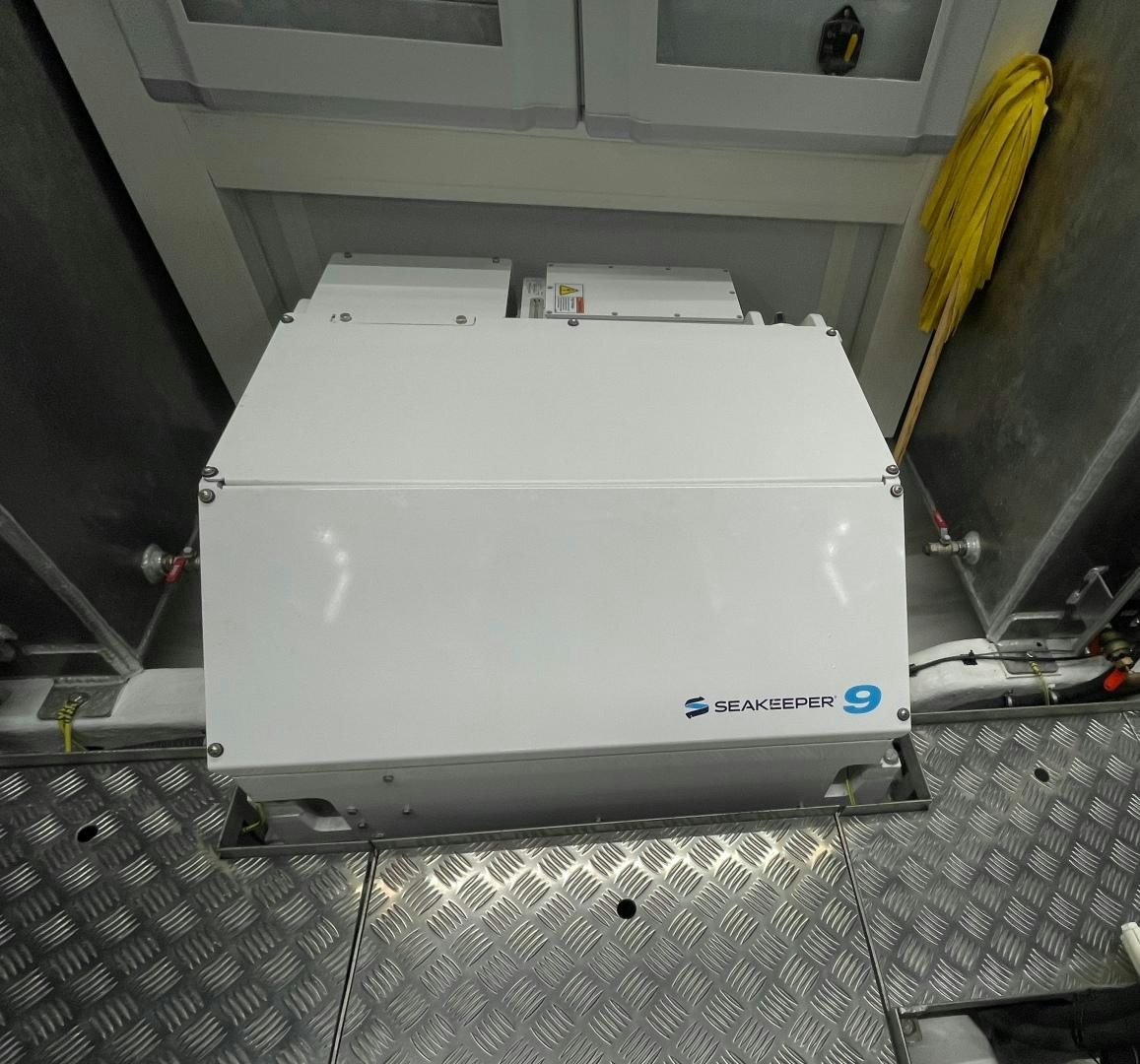 a white box on a metal surface aboard AGRODOLCE Yacht for Sale