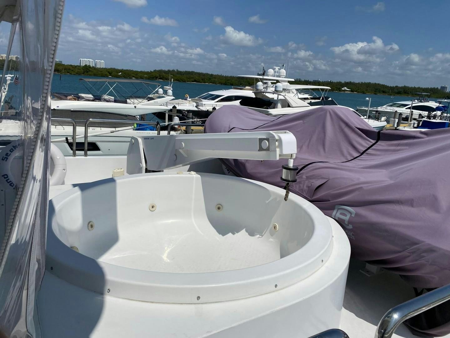 a boat with a purple blanket aboard ISLAND SEEKER Yacht for Sale