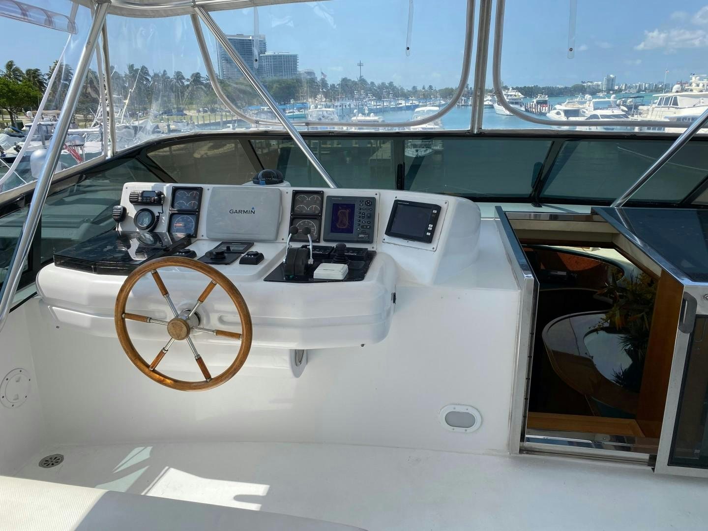the inside of a car aboard ISLAND SEEKER Yacht for Sale