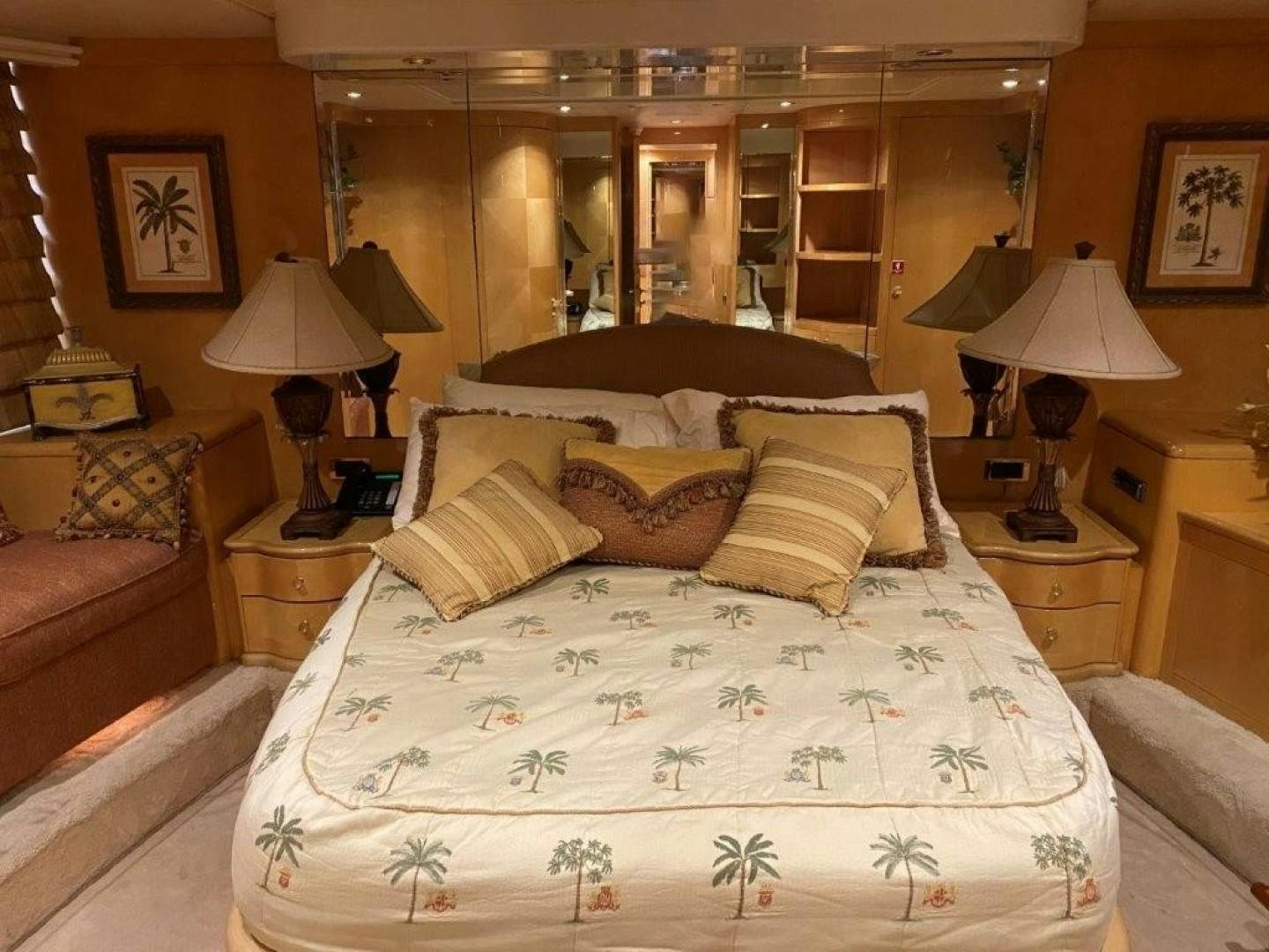 a bed with pillows aboard ISLAND SEEKER Yacht for Sale