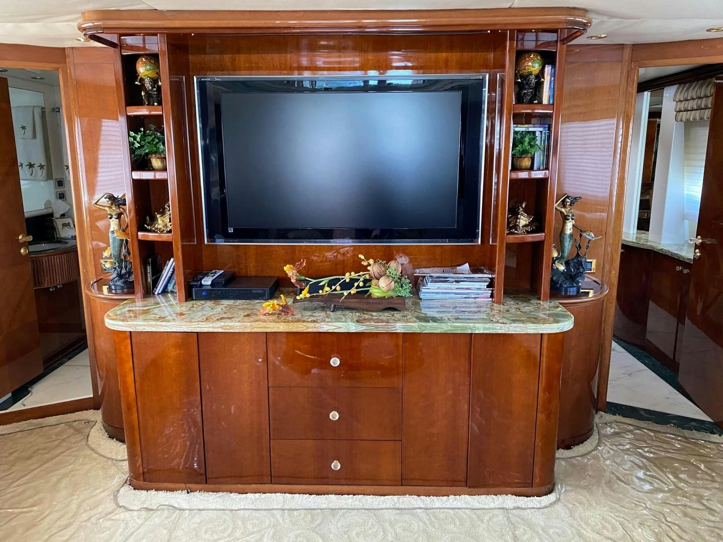 a tv on a stand aboard ISLAND SEEKER Yacht for Sale