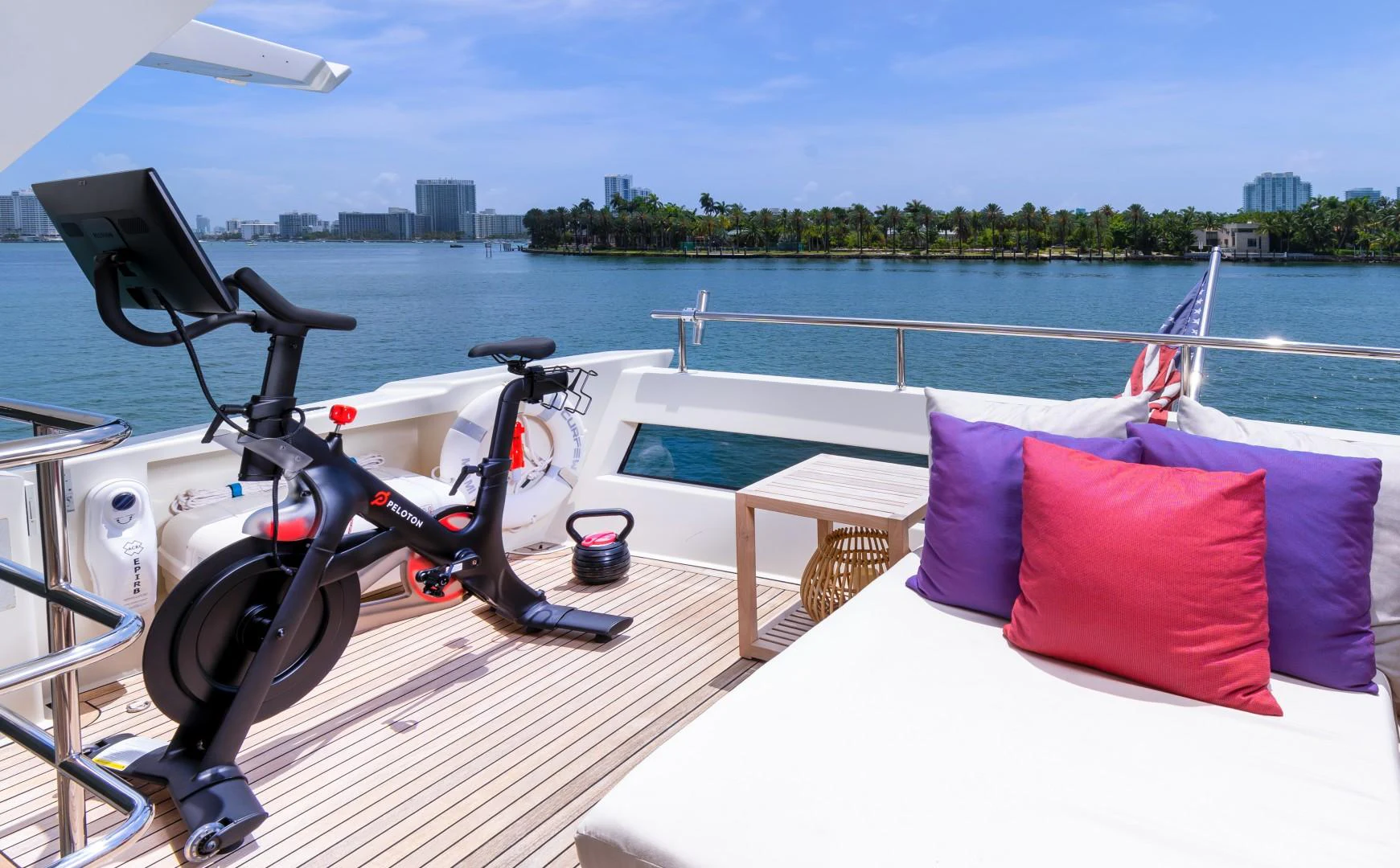 a boat with a bicycle on it aboard CASUAL Yacht for Sale
