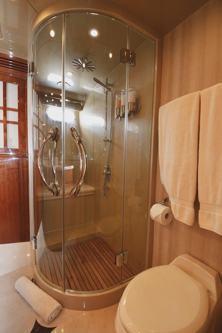 a shower with a glass door aboard WARHORSE Yacht for Sale