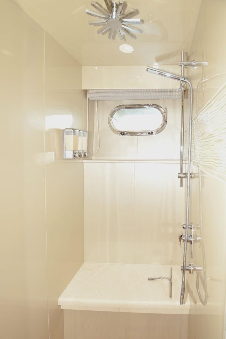 a shower with a glass door aboard WARHORSE Yacht for Sale