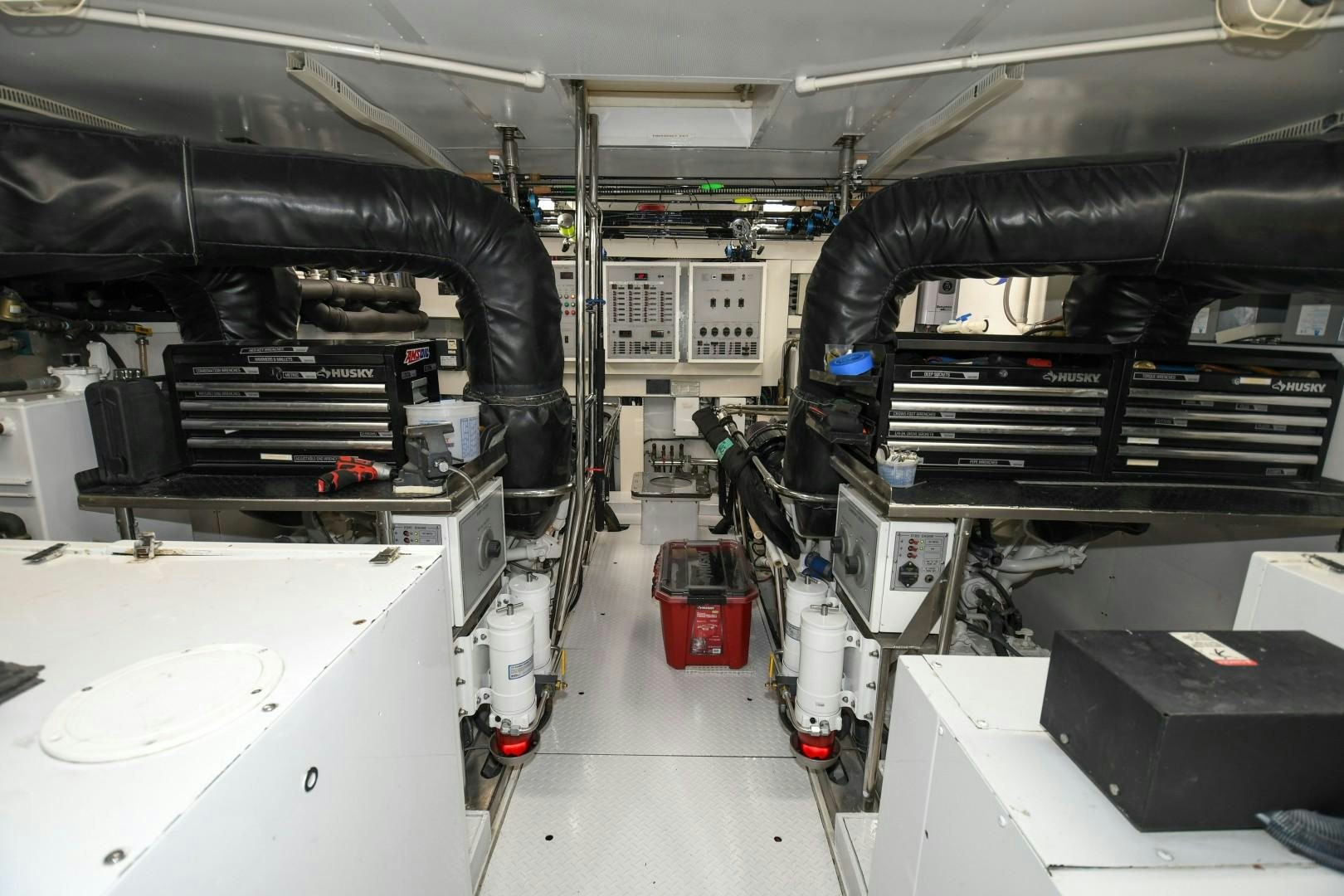 a large machine in a factory aboard WARHORSE Yacht for Sale