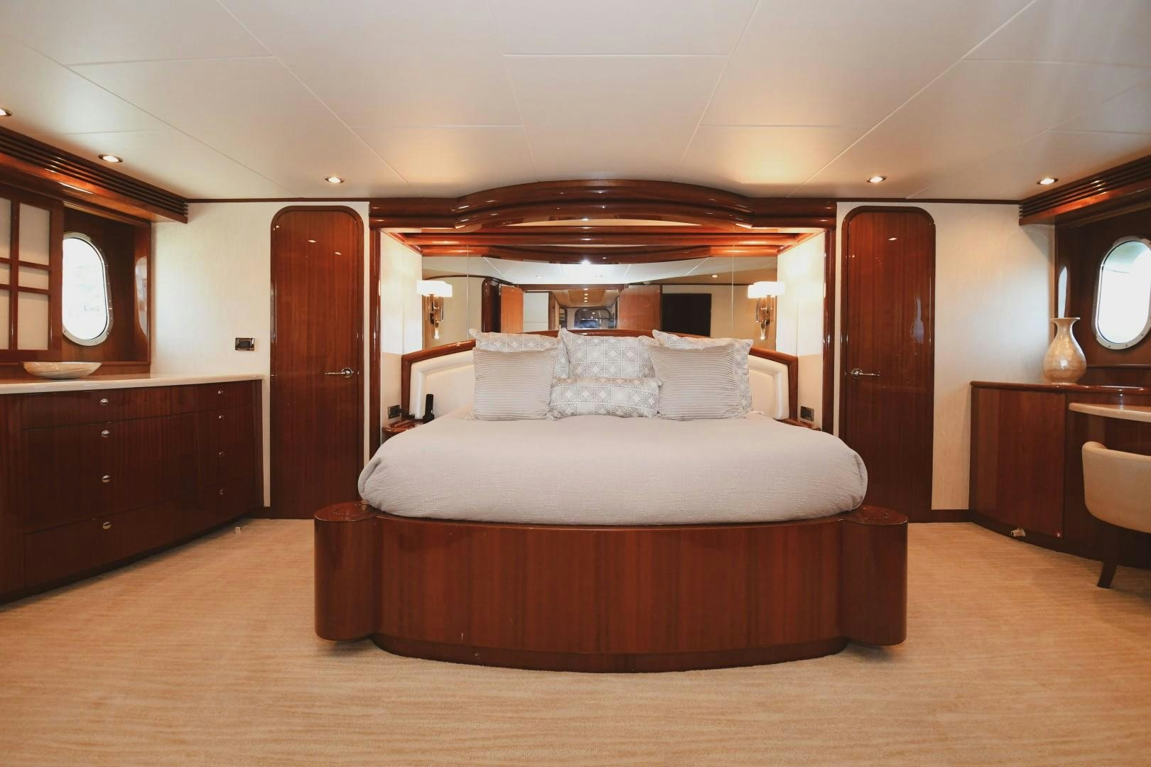 a bed in a room aboard WARHORSE Yacht for Sale