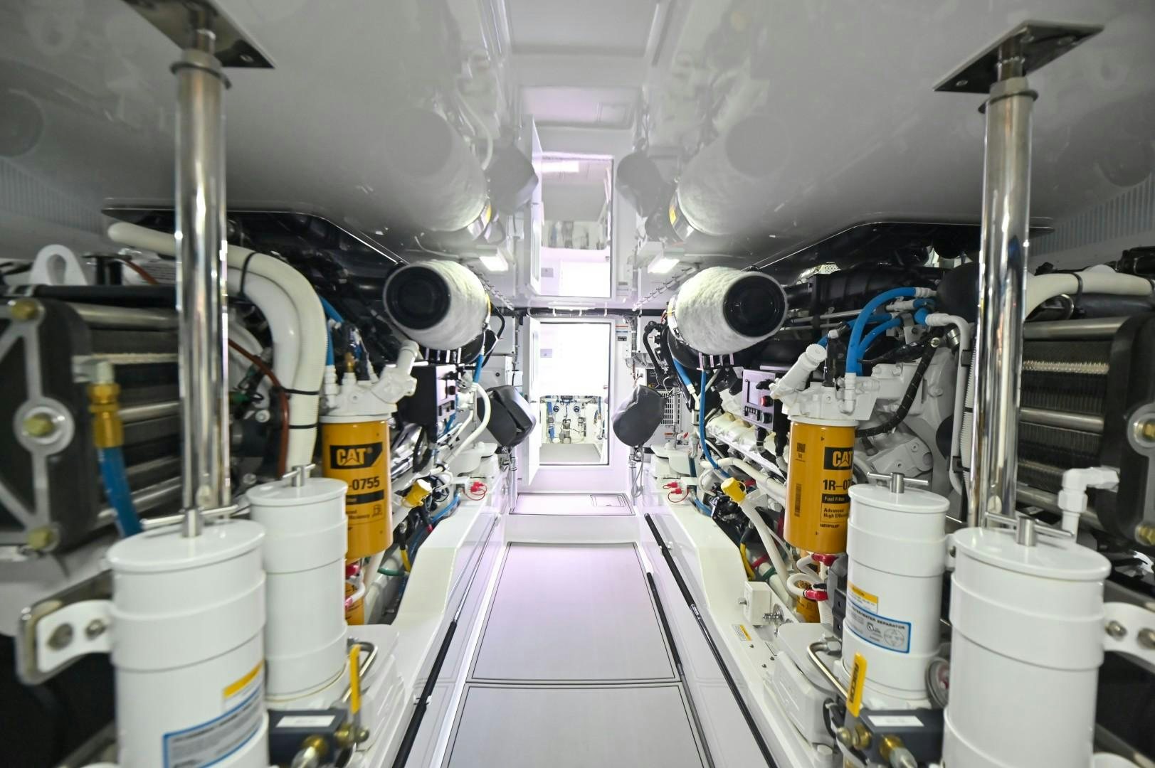 a room with several pipes aboard Fish Tank Yacht for Sale