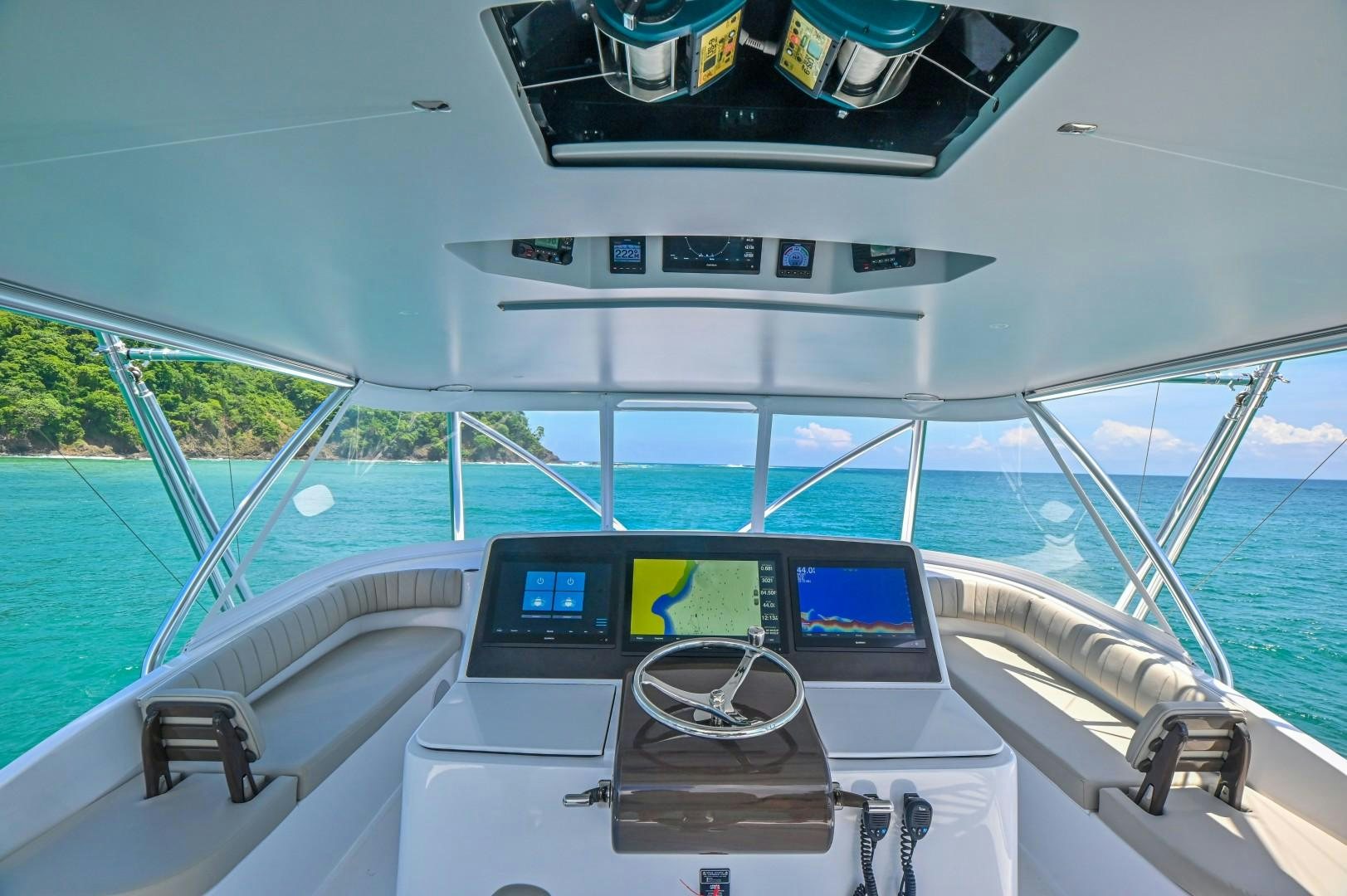 the inside of a boat aboard Fish Tank Yacht for Sale
