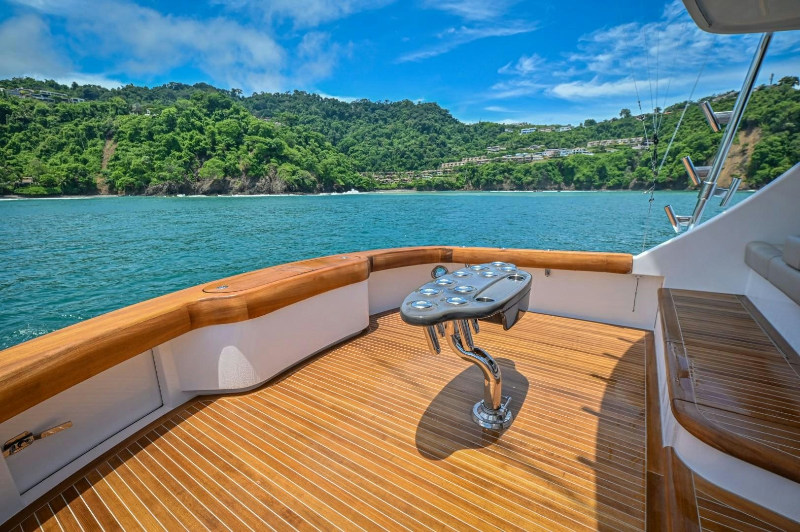 a boat on the water aboard Fish Tank Yacht for Sale