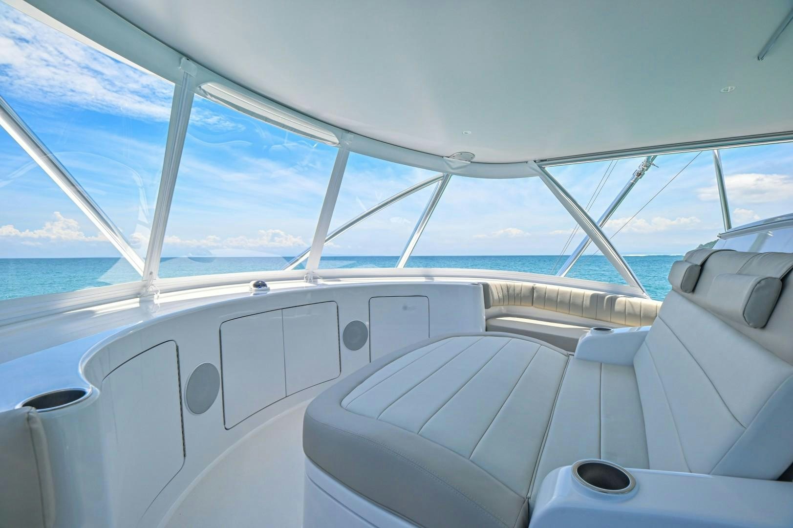 a view of the ocean from the cockpit of a plane aboard Fish Tank Yacht for Sale