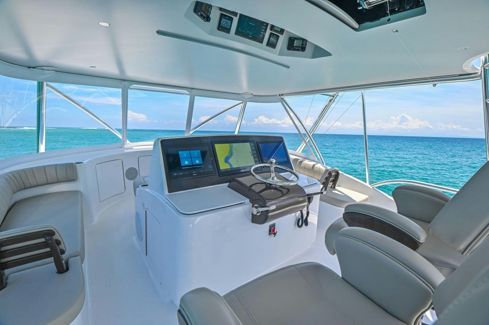 inside of a boat aboard Fish Tank Yacht for Sale